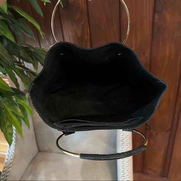 Tribe Alive Lux Genuine Leather Unique Brass Circle Handle Hand Bag Bucket Bag - Picture 4 of 4